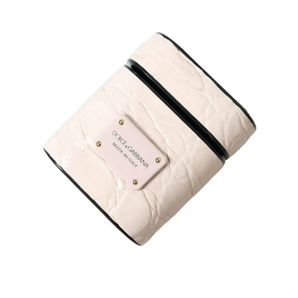 Dolce & Gabbana Light Pink Calf Leather Metal Logo Plaque Airpods Case - Picture 5 of 7